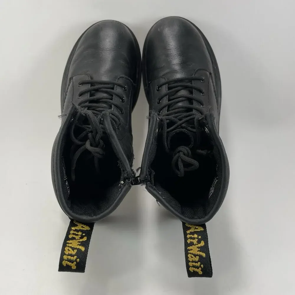 Dr Martens Docs 1460 J Combat Boots Little Girls Size 3 Black Leather Lace Up